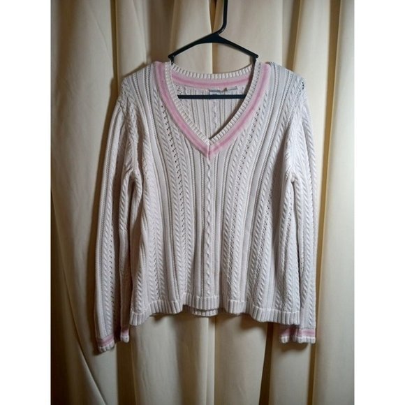 Real Clothes‎ Brand Women's Size Large White Cable Knit Sweater - Picture 1 of 3